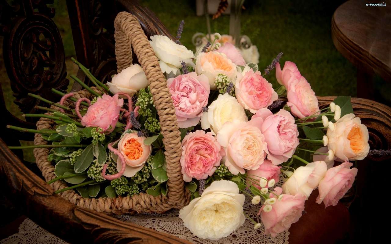 rosas em uma cesta quebra-cabeça