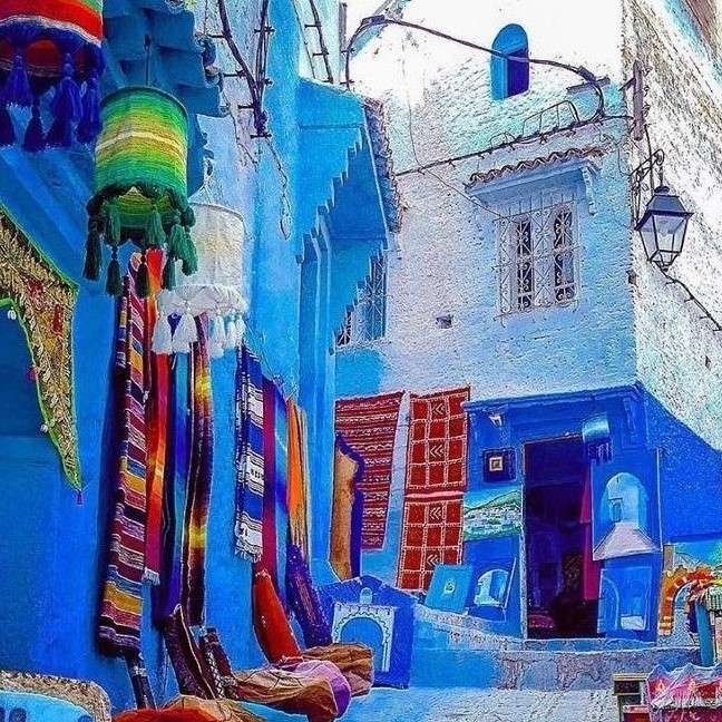 straat in blauw in marakesh legpuzzel online