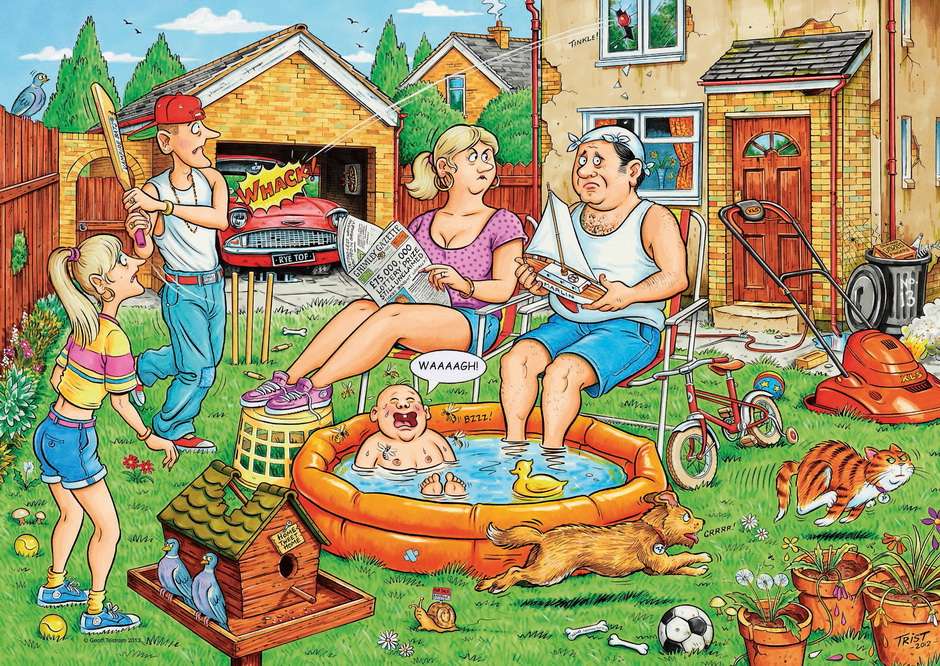 familie in de tuin legpuzzel online