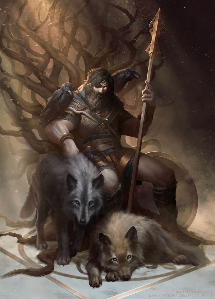 Odin met wolven is zo cool online puzzel