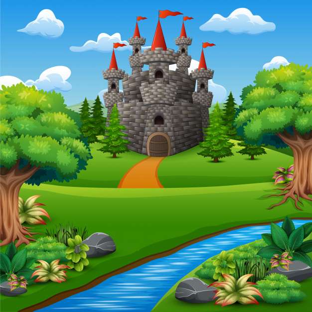 Замок на реке онлайн-пазл