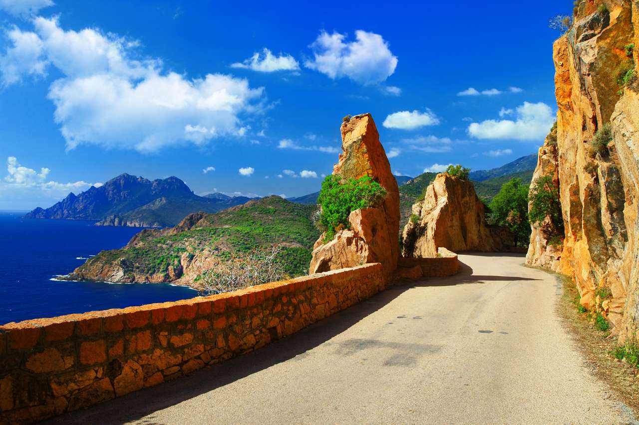 On the way on the coastal road of Corsica online puzzle