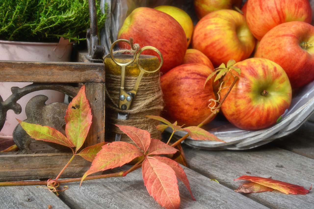 Herbstdeko mit Äpfeln Puzzlespiel online
