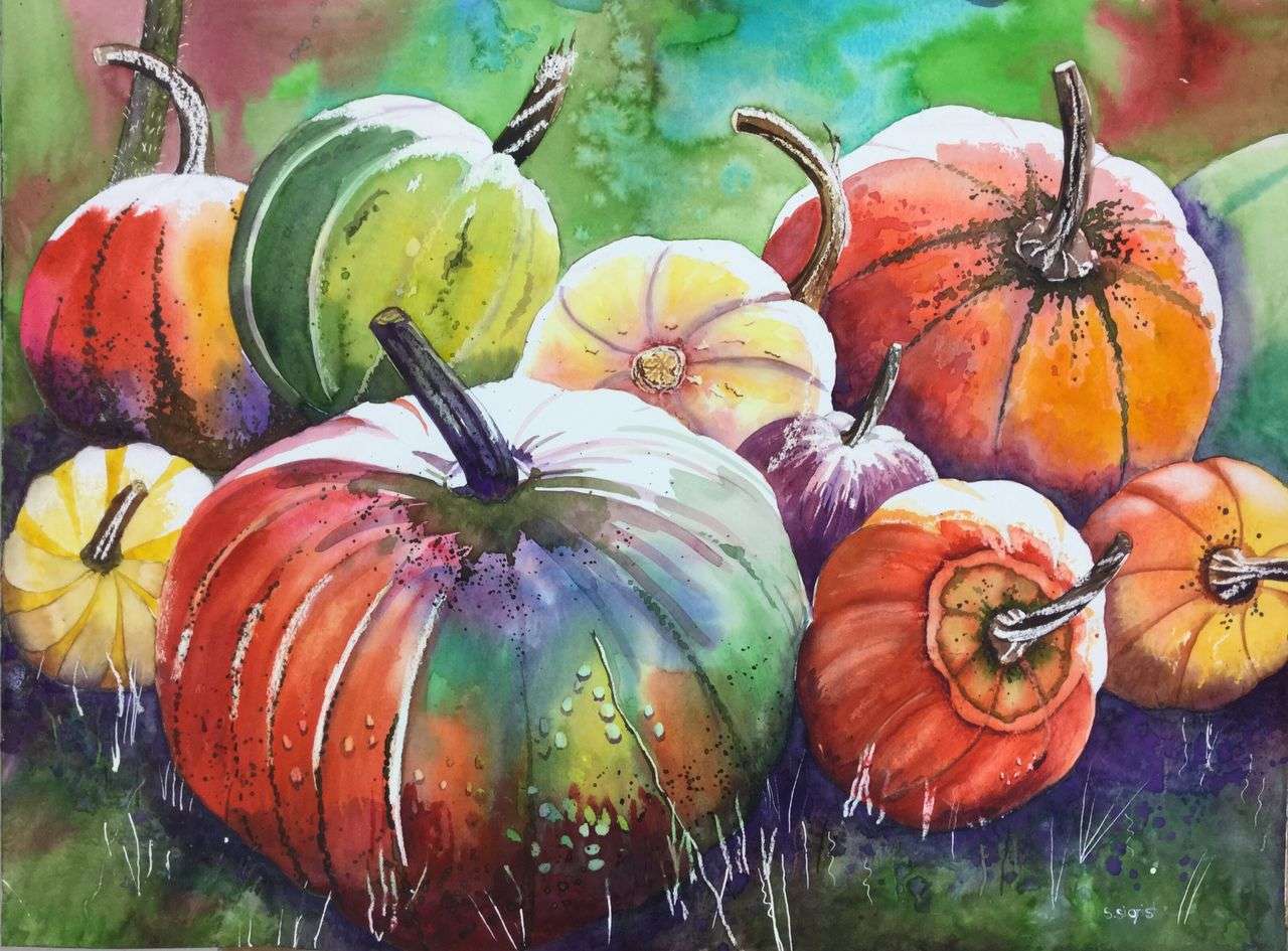 Painting colorful pumpkins jigsaw puzzle online