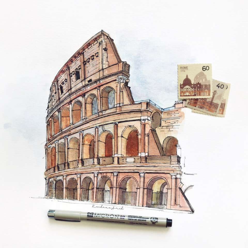 Watercolor sketch / Colosseum ! online puzzle