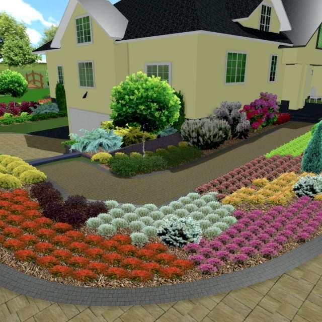 canteiros de flores na frente da casa quebra-cabeças online