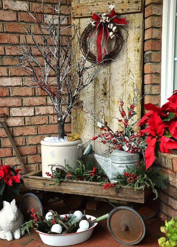 Ház sarok karácsonyi dekorációval kirakós online