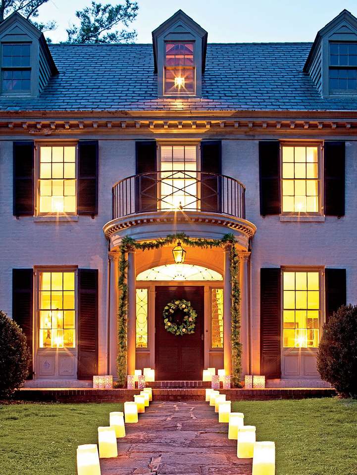 Karácsonyi dekoráció a ház előtt kirakós online