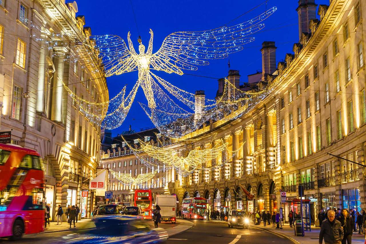 Décorations de Noël dans les rues de Londres puzzle en ligne