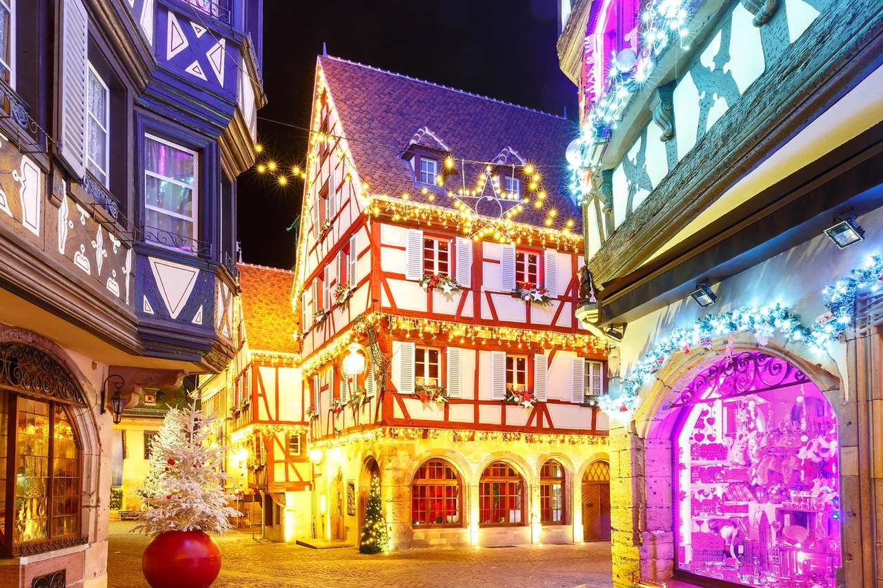 Χριστουγεννιάτικες διακοσμήσεις σε σπίτια από ξύλο παζλ online