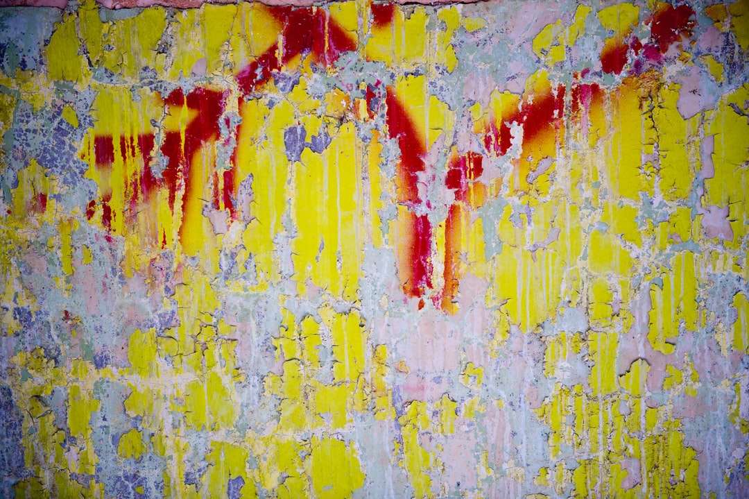 gul röd och blå abstrakt målning Pussel online