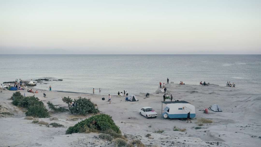 vista aérea de la gente en la playa rompecabezas en línea