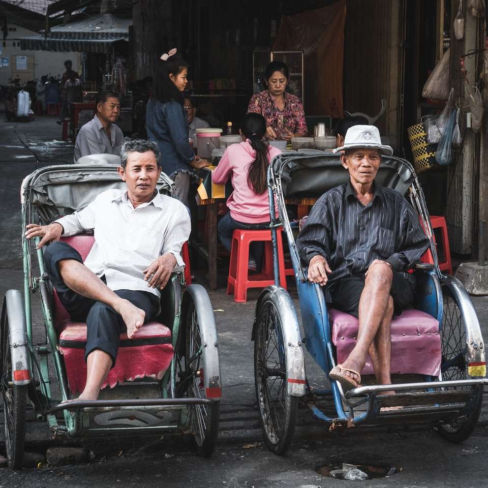 deux personnes assises sur des fauteuils roulants puzzle en ligne