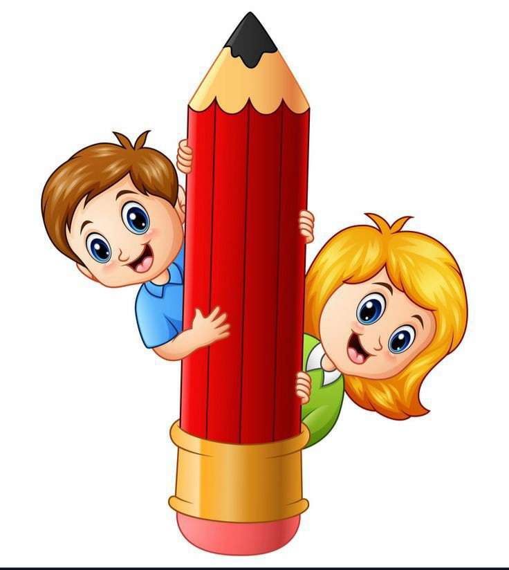 Kids with big pencil jigsaw puzzle online