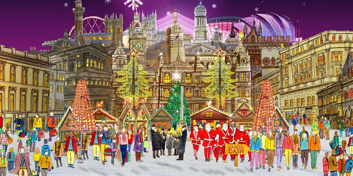 Gemälde Christmas in Glasgow Online-Puzzle