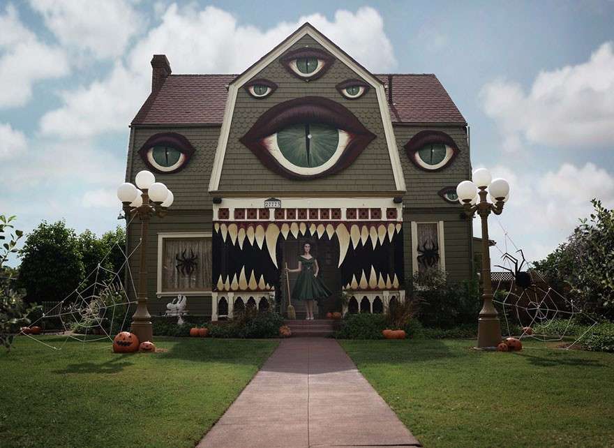 casa decorata per halloween puzzle online