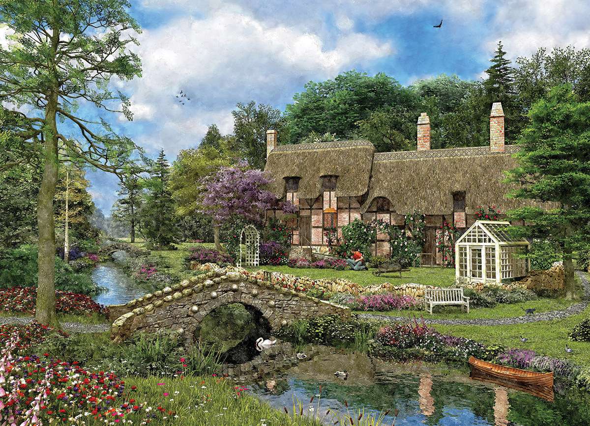 casă cu stuf în pădure jigsaw puzzle online