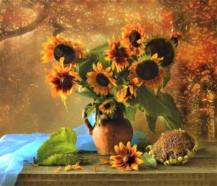 Floarea-soarelui în vază jigsaw puzzle online