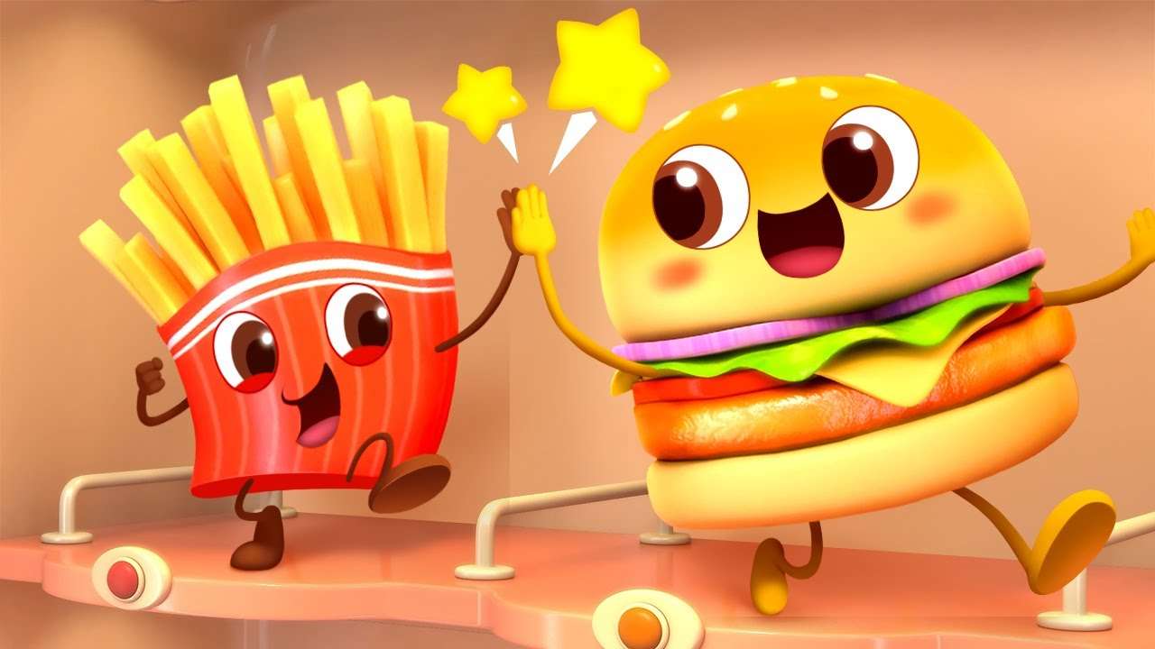 Burger und Kartoffeln Online-Puzzle