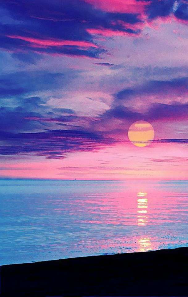 море із заходом сонця онлайн пазл