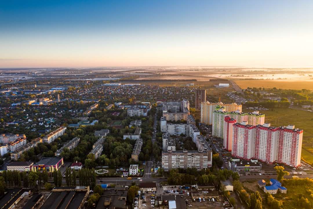 Flygfoto över staden under dagtid pussel på nätet