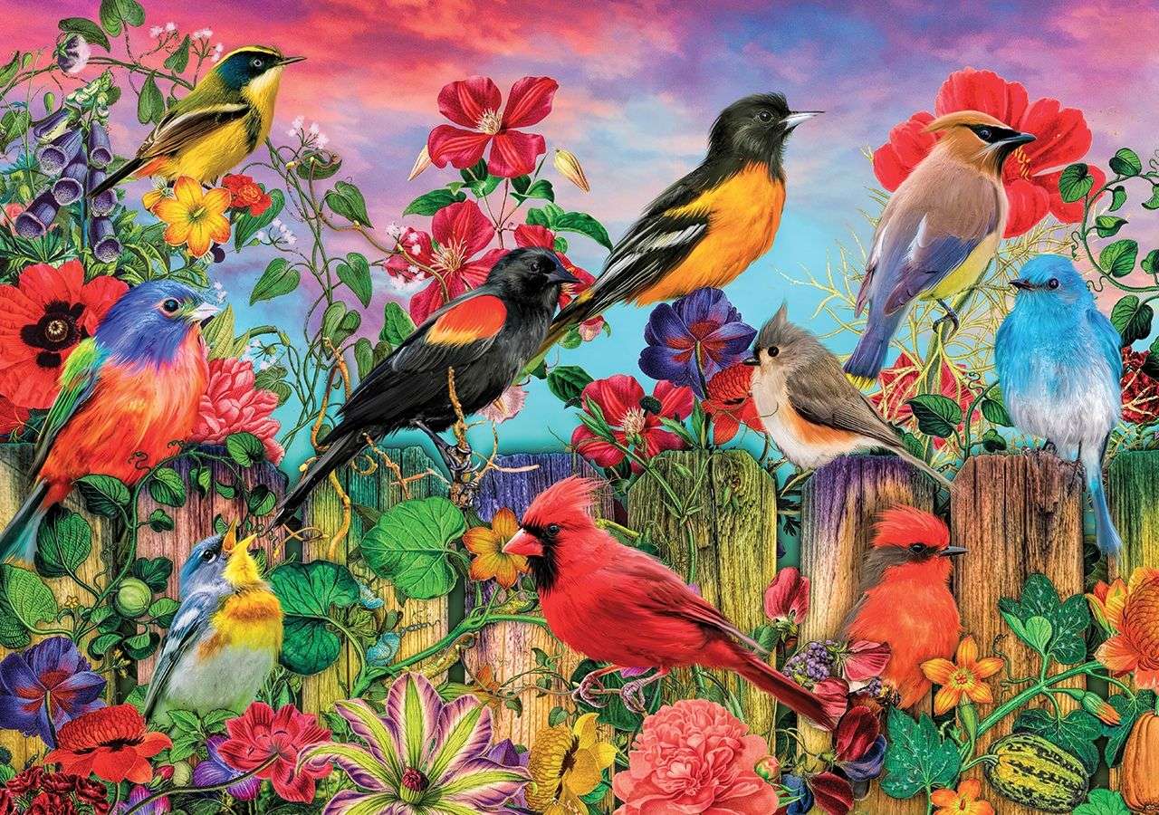 păsări pe gard jigsaw puzzle online
