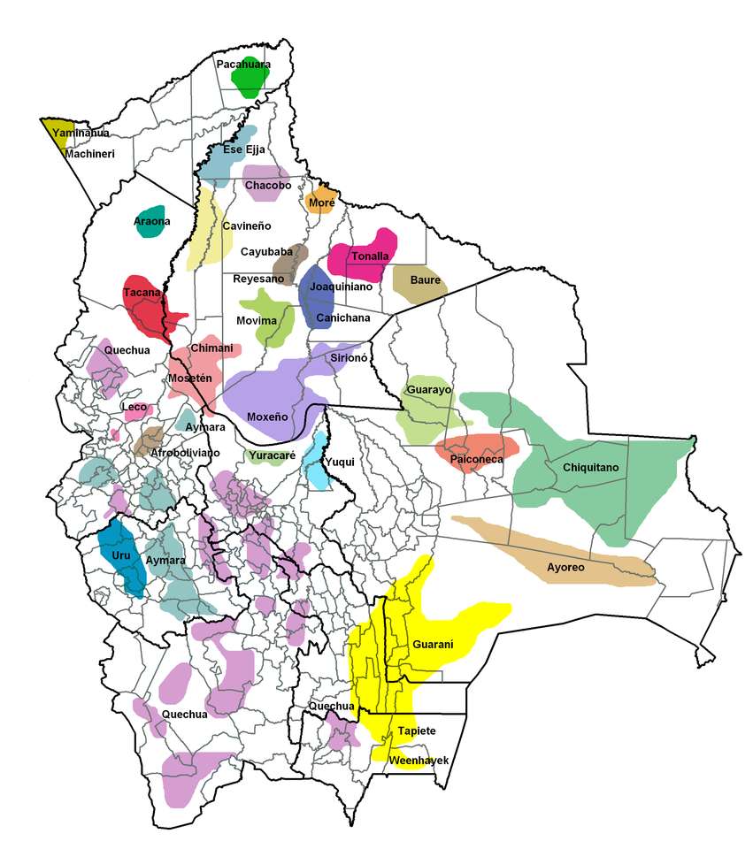 Карта на етническата принадлежност на Боливия онлайн пъзел
