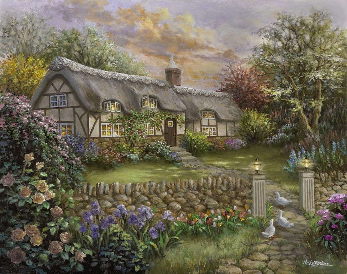 Gemälde Cottage auf dem Lande Puzzlespiel online