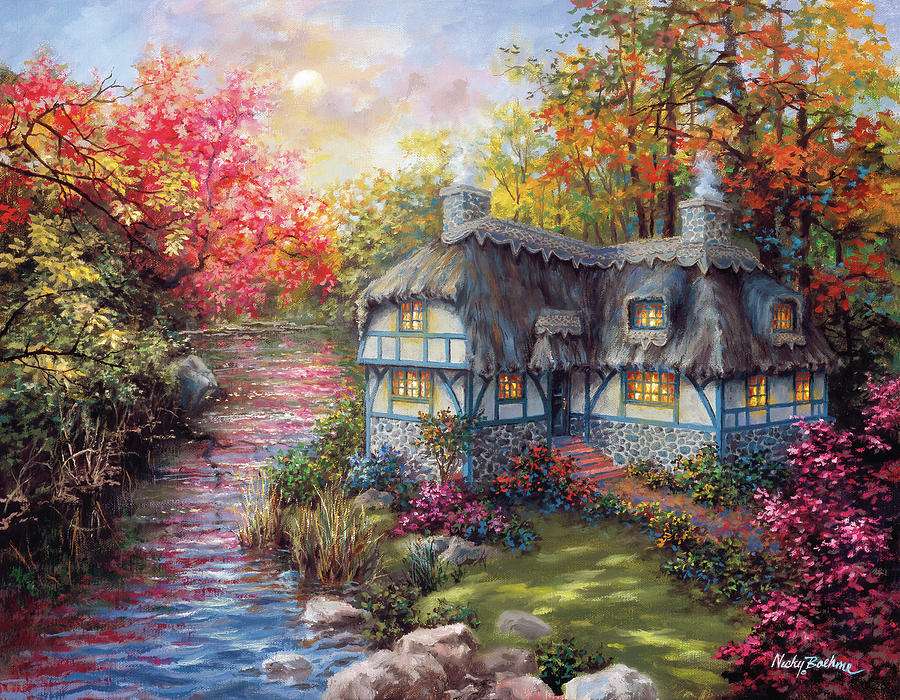 Gemälde Haus auf dem Lande Online-Puzzle