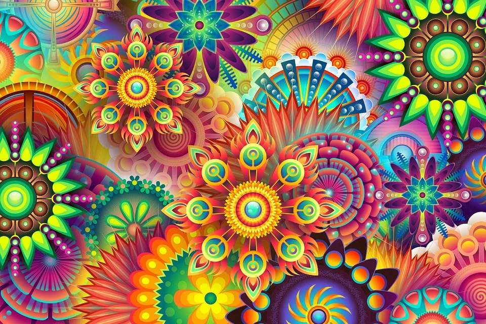 Colori dell'arcobaleno di arte psichedelica puzzle online