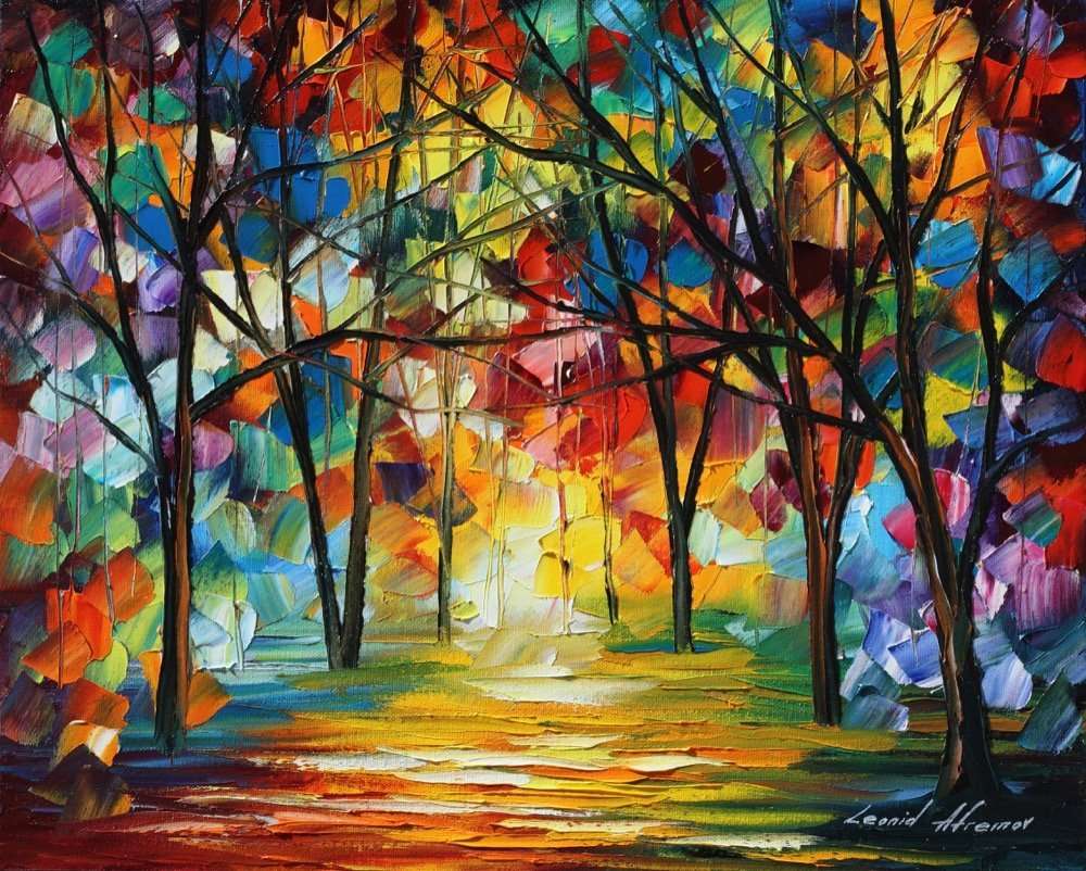 Painting colorful trees jigsaw puzzle online