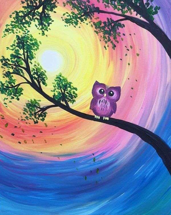 Painting owl on branch online puzzle