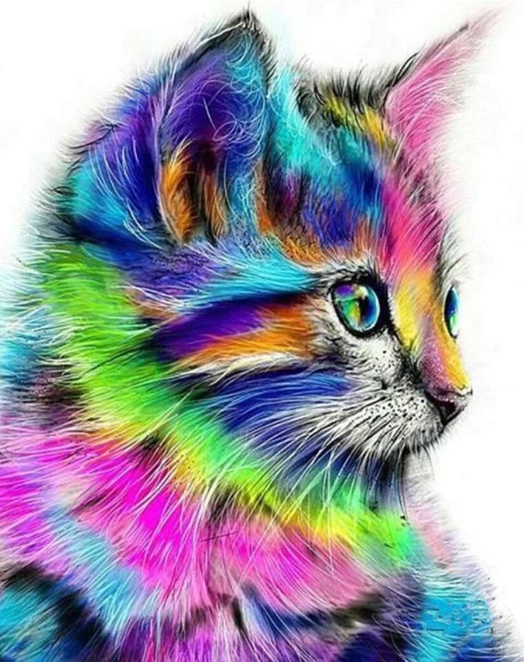 Малювання різнокольорового кота пазл