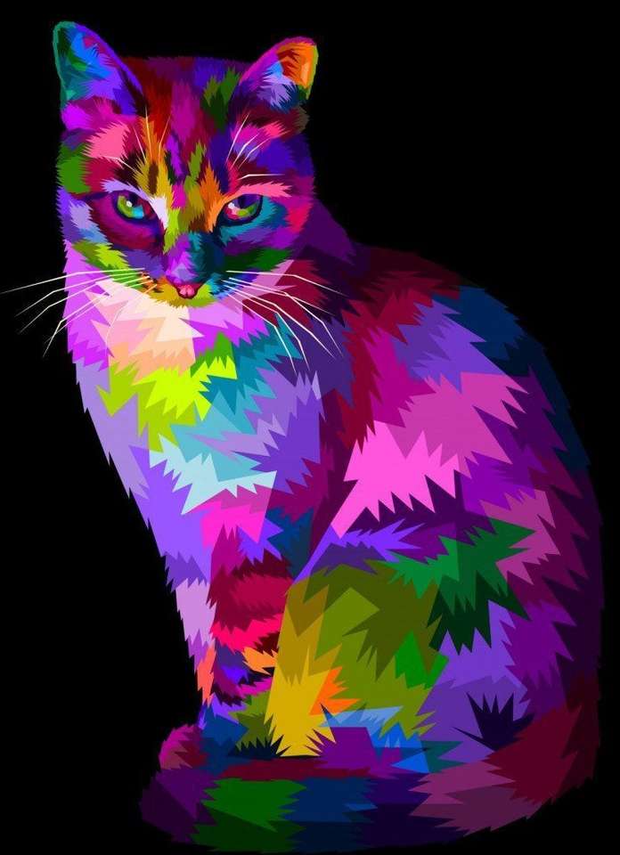 Рисуване на цветна котка онлайн пъзел