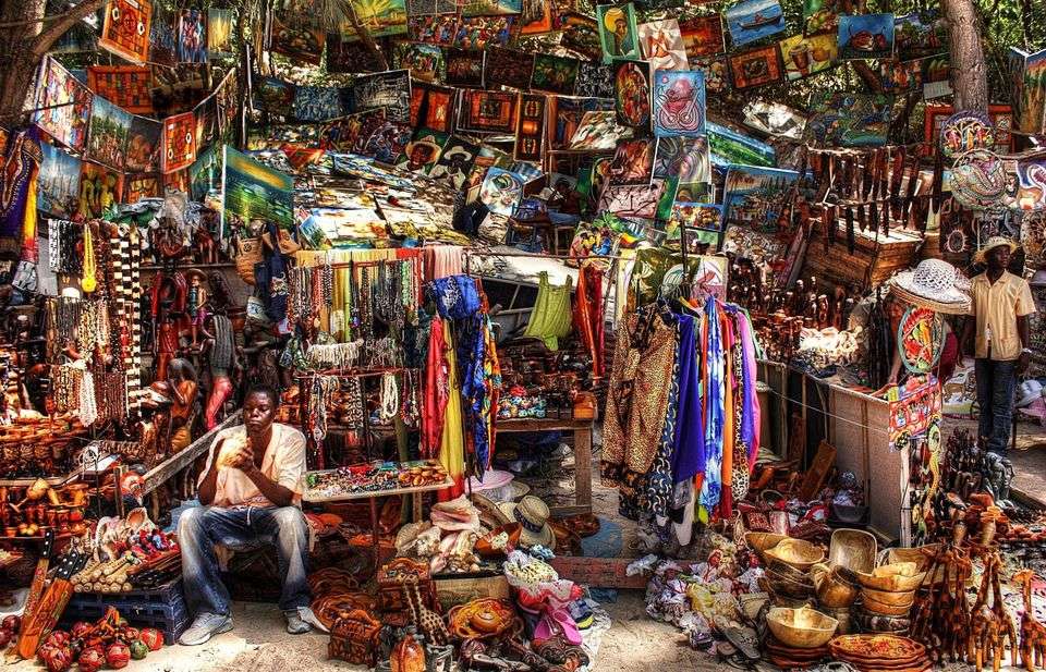 Stalls with colorful trinkets jigsaw puzzle online