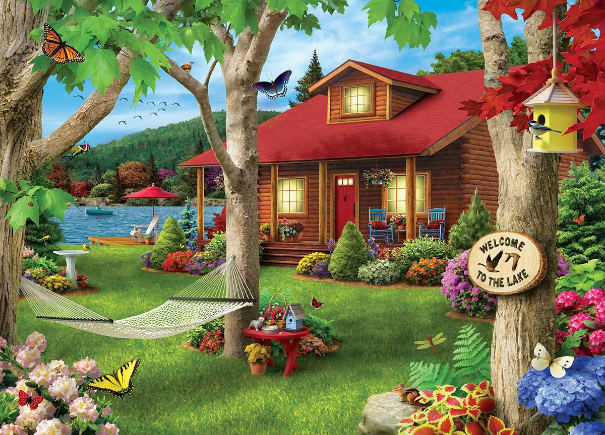 Casa perto do lago puzzle online