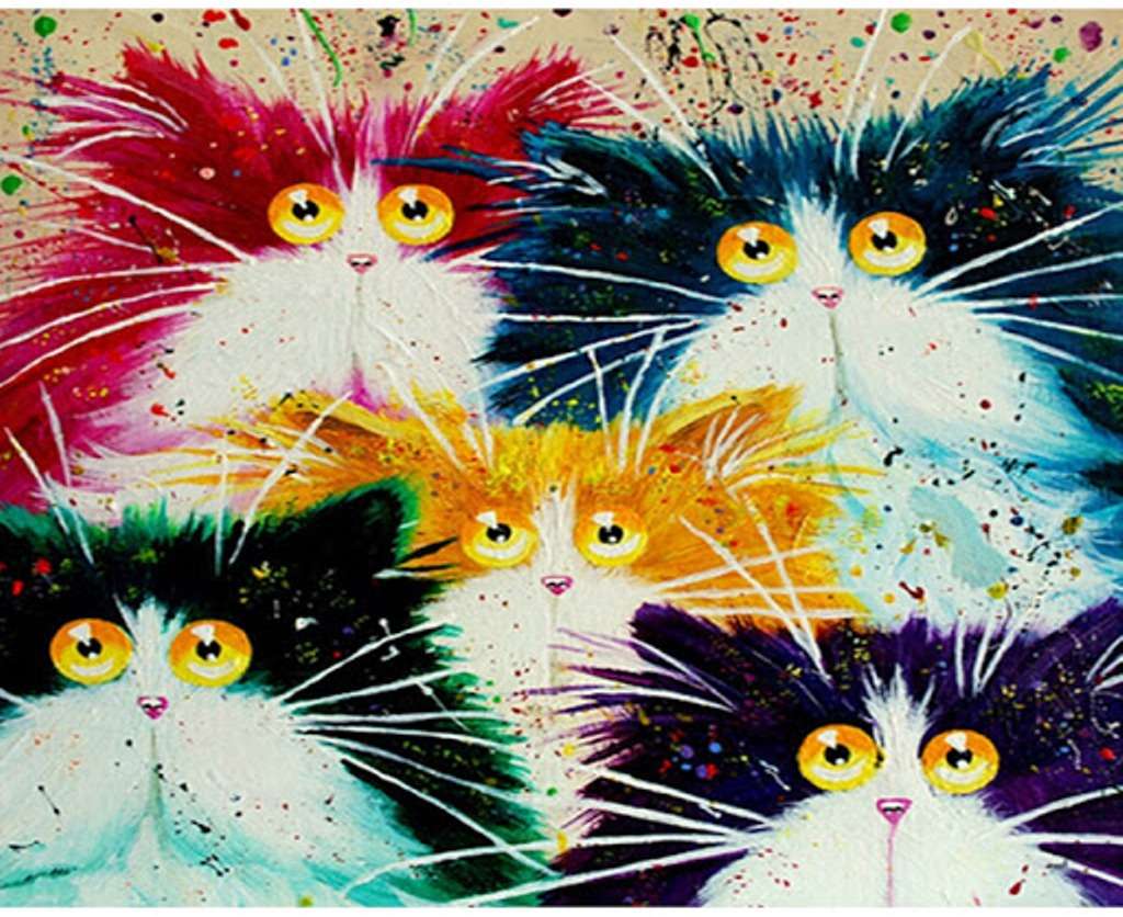 chats colorés puzzle en ligne