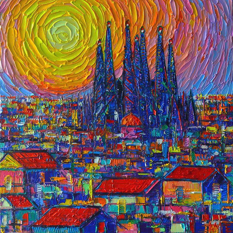 Pintura Barcelona Sagrada Familia rompecabezas en línea