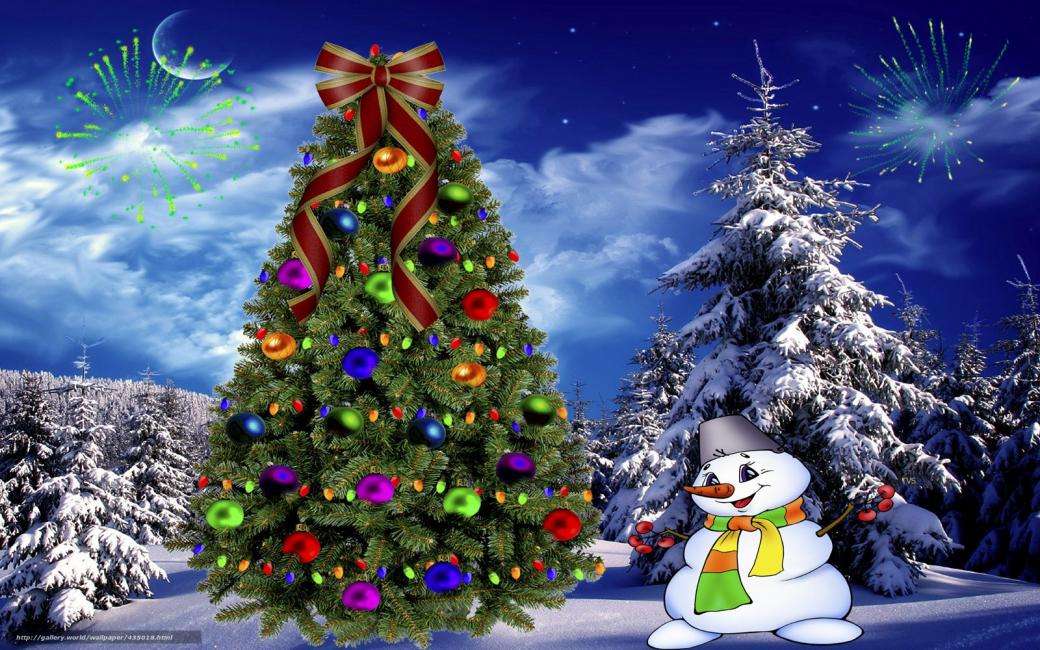 geschmückt mit einem Weihnachtsbaum Online-Puzzle