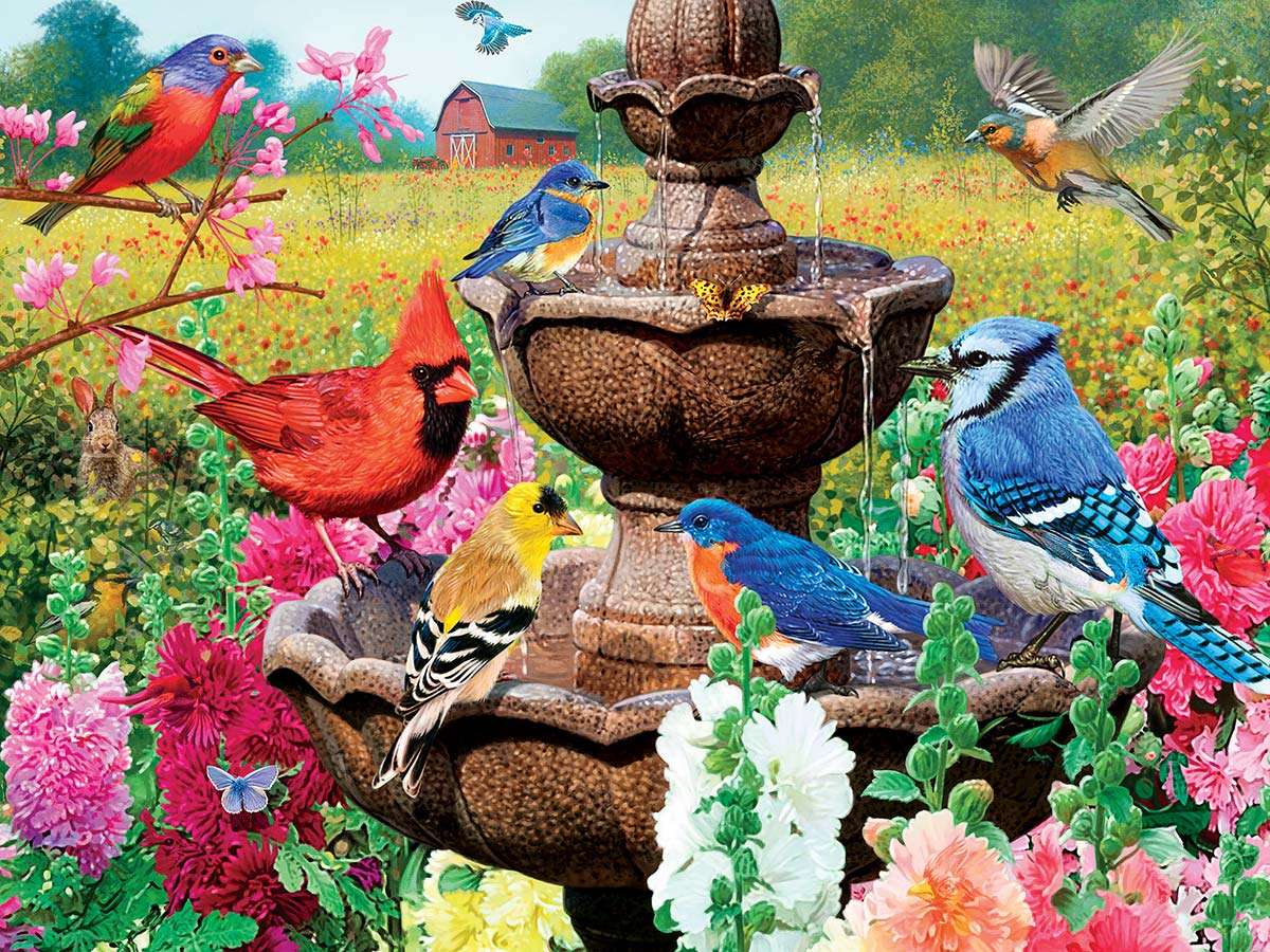 pássaros bebendo água quebra-cabeças online