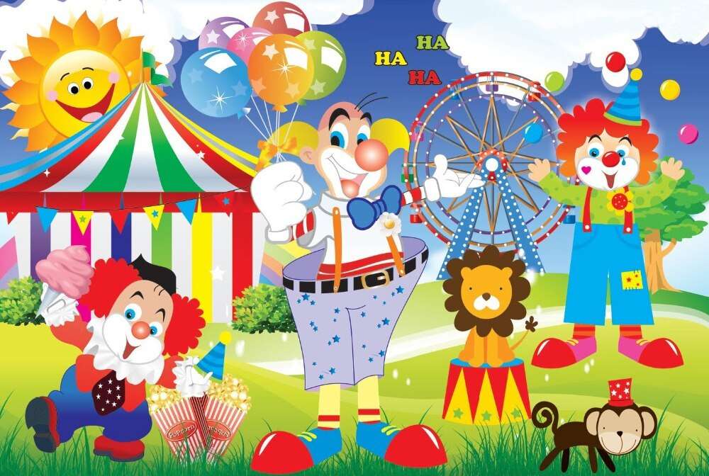 клоуны в цирке пазл онлайн