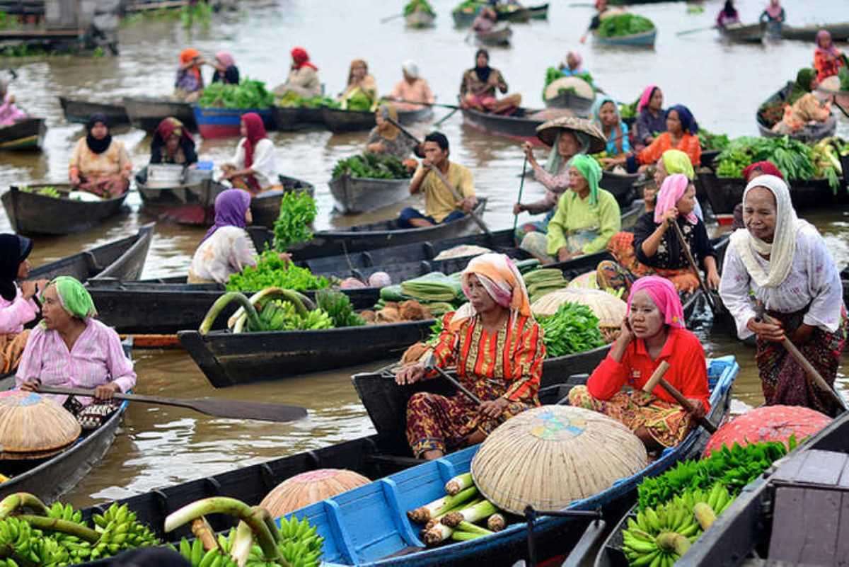 Schwimmendes Markt-Banjarmasin-INDONESIEN Puzzlespiel online