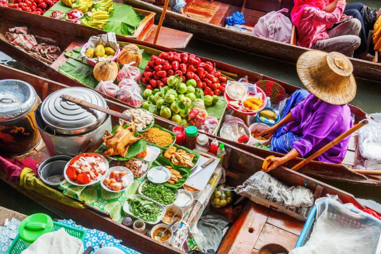Mercado flutuante-damnoen-saduak-TAILÂNDIA puzzle online