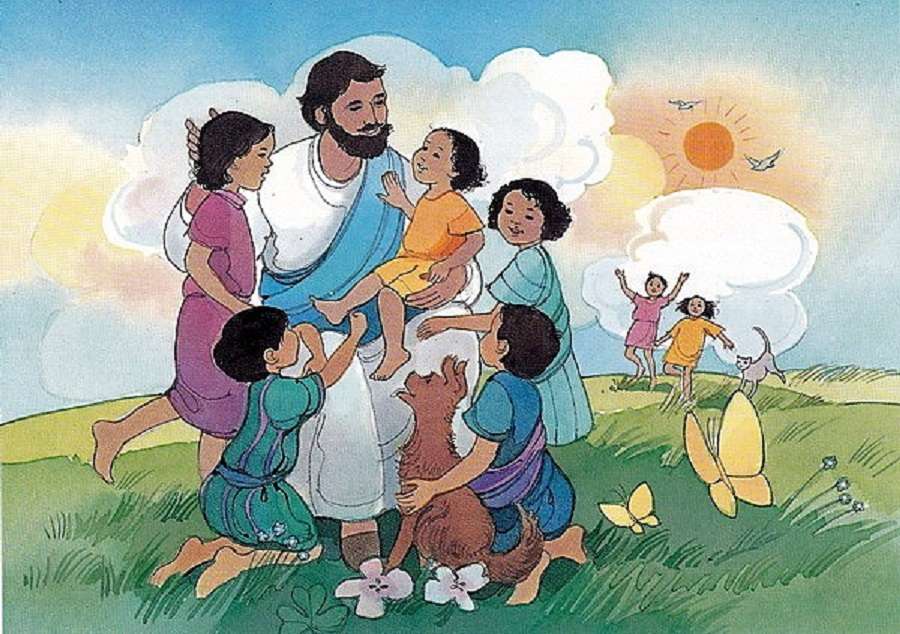 Иисус и дети пазл онлайн