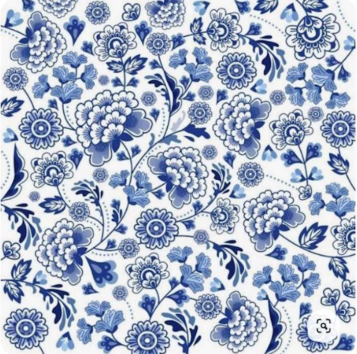 modrobílý vzorek květin online puzzle