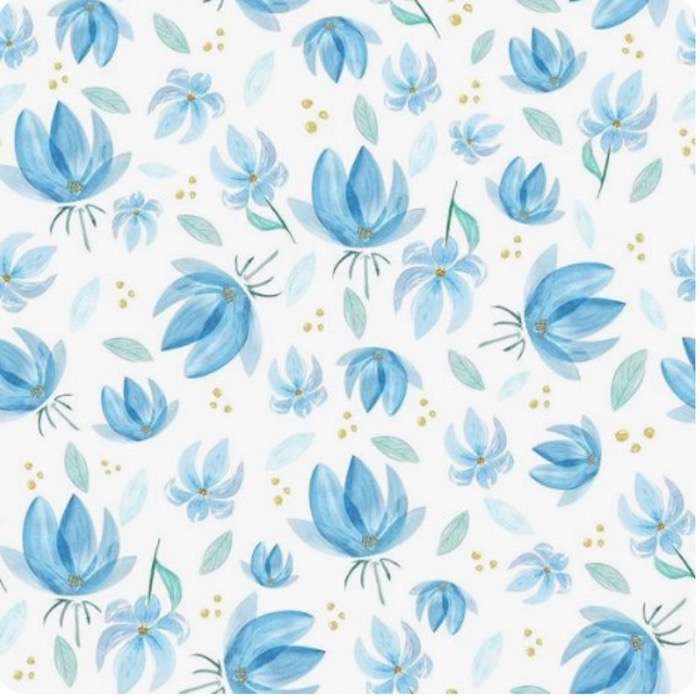 modrobílý vzorek květin pussel på nätet