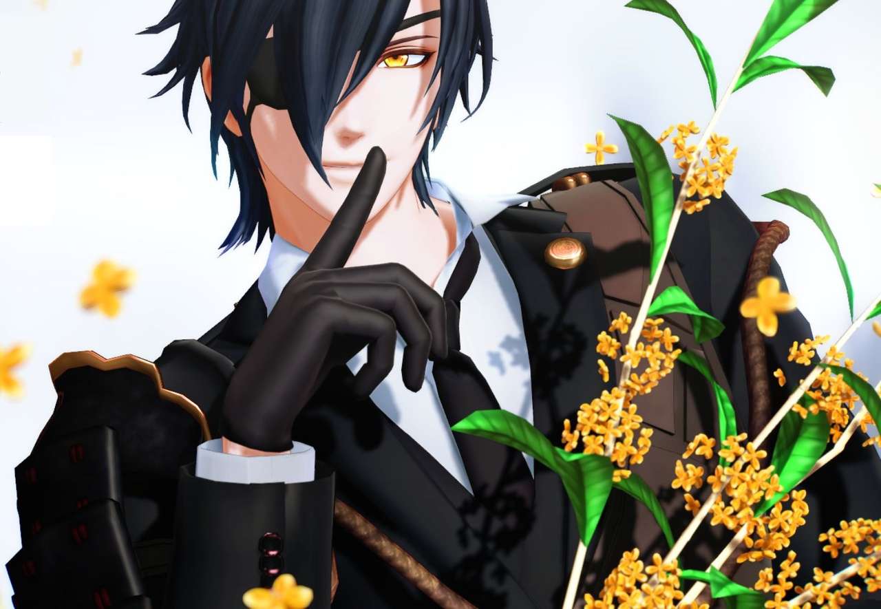 Sexy Mitsutada between the flowers jigsaw puzzle online