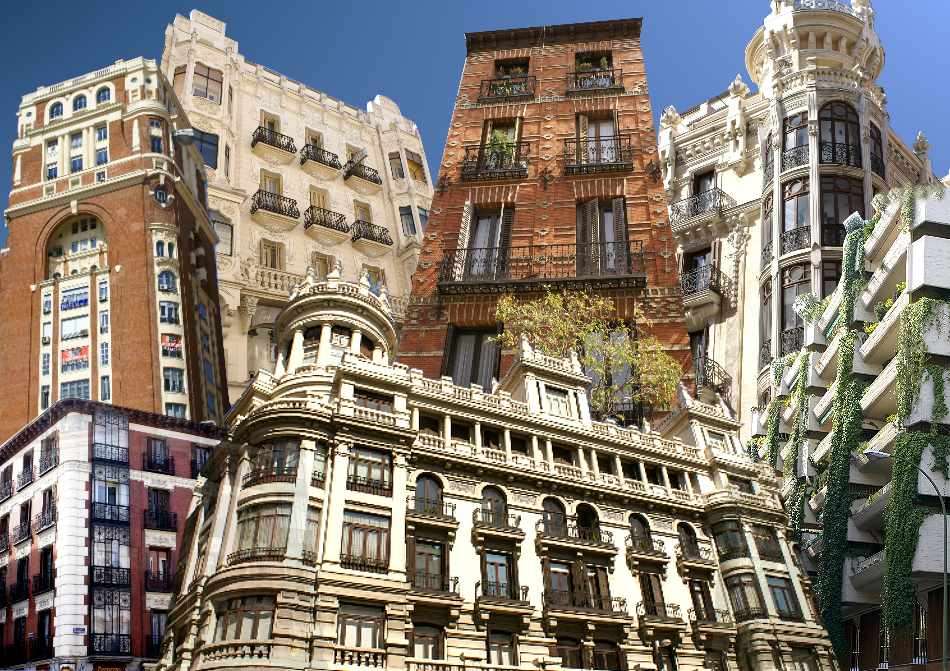 Мадридська будівля колажу пазл онлайн