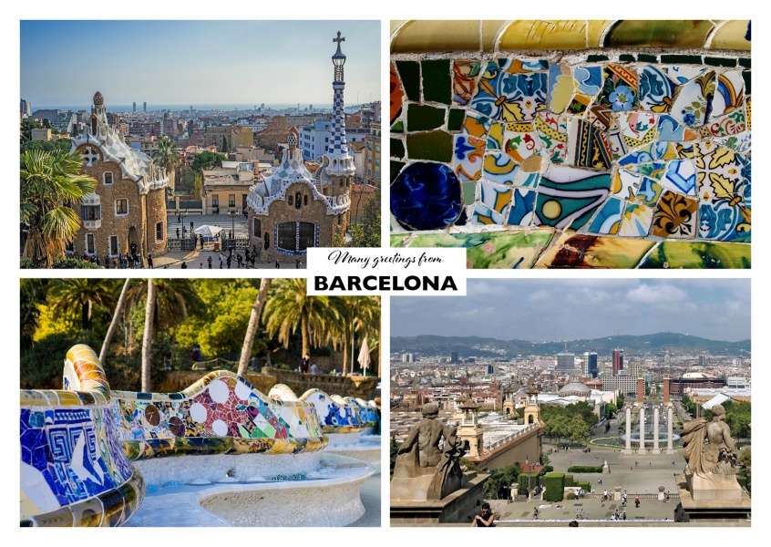 Barcelona collage landmärken Pussel online