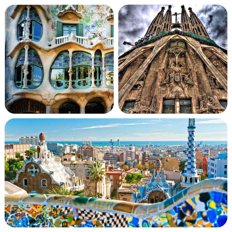 Barcelona collage landmärken Pussel online